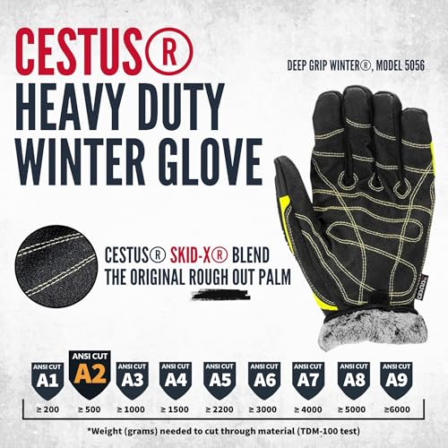 Cestus 5056, Heavy Duty Winter Work Gloves for Men with Impact, Insulated Waterproof for Construction, Rigging, Demolition