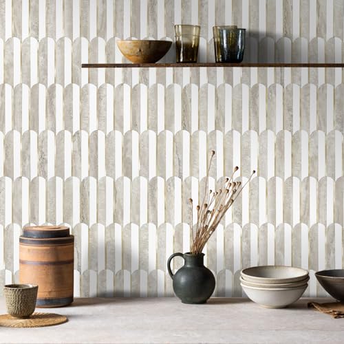 Vamos Peel and Stick Backsplash Tiles - White, Beige Slate & Light Gold, 10 Sheets