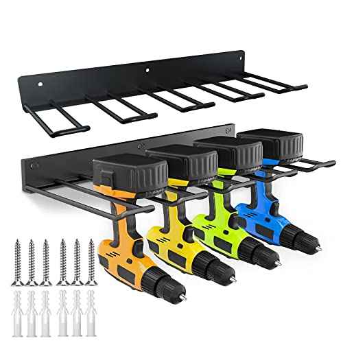 Power Tool Organizer,2PCS Drill Holer Wall Mount Garage Power Tool Storage Rack for Handheld & Power Tools,Metal Drill Holder for Garage Warehouse Shed Shop