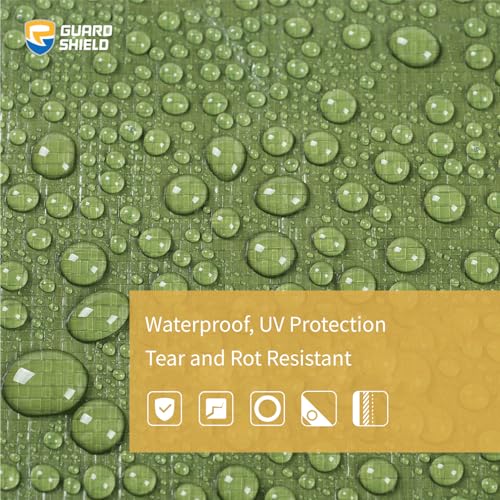 GUARD SHIELD Heavy Duty Green Waterproof Tarp 12x16 Feet - Multi Purpose 10mil Cover