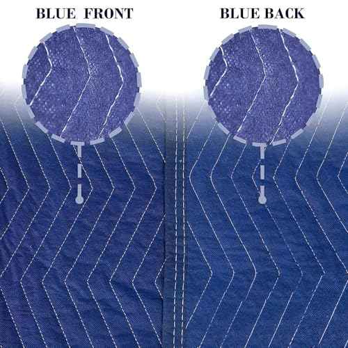 4 Pack Moving Blankets Heavy Duty 80"x72" Quilted Packing Blankets for Moving Furniture Padded Shipping Furniture Mover Blue
