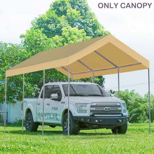 Vanteriam 10'x20' Beige Carport Canopy Replacement Cover (Top Only)