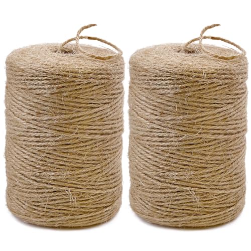 PerkDecor 2-Pack Natural Jute Twine String 2mm x 800 Feet Brown for Crafts & Gardening