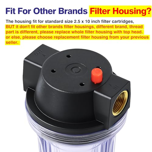 Geekpure 10 Inch Whole House Water Filter Housing - 3/4" Brass Ports, Variation 1