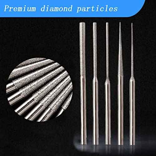 Luo ke 20 Pcs ?????????????? Mounted ???????? ????????????, 5 Different Shapes Diamond Drill Bit, 1/8 Inch Shank Diamond Grinding Tool for Dremel Rotary Tool