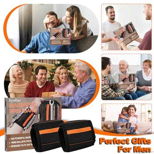 Magnetic Wristband for Tools (2-Pack) - Tool Belt for Men & Women - Heavy Duty 20-Magnet for Hands-Free DIY & Construction, Holds Screws, Nails, Bits - Ideal Gift for Handyman, Husband, Dad, Grandpa