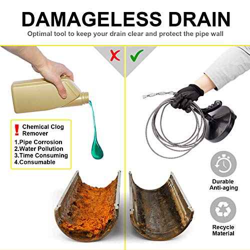 Drain Auger 25 Ft with Gloves, Plumbing Snake Drain Auger Hair Clog Remover, Heavy Duty Pipe Drain Clog Remover for Bathtub Drain, Bathroom Sink, Kitchen Cleaning