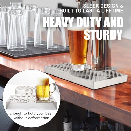 Hilangsan Kegerator Drip Tray, Stainless Steel 304, Silver, 4.4" Cut, Anti-Skid