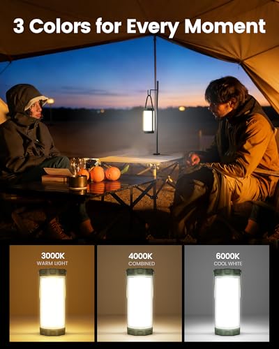 Glocusent 106 LED Rechargeable Camping Lantern - Green, Waterproof, 1200LM, Emergency & Outdoor Use