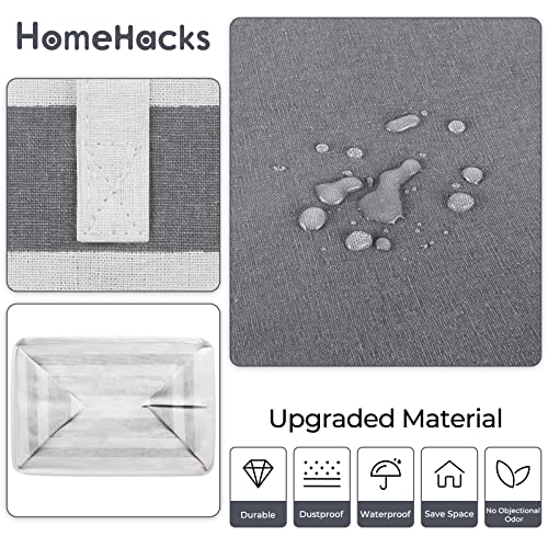 HomeHacks 2 Pack Large Laundry Baskets, Waterproof, Freestanding Laundry Hampers, Collapsible Clothes Hamper with Reinforced Handles in Laundry Room, College Dorm, Bathroom, Bedroom (Grey, 75Lx2)