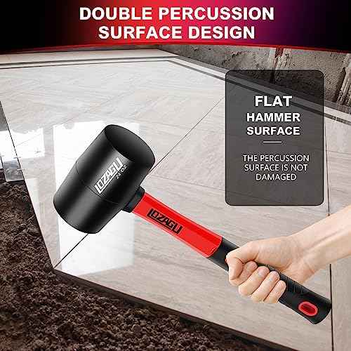 8oz Rubber Mallet Hammer, Fiberglass Handle, Rubber Mallet for Flooring, Tent Stakes, Woodworking, Camping, Soft Blow Tasks without Damage