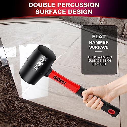 16oz Rubber Mallet Hammer with Fiberglass Handle for Flooring Camping Woodworking