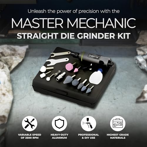 Master Mechanic Pneumatic Straight Die Grinder Kit 1/4-Inch Collet, Variable Speed