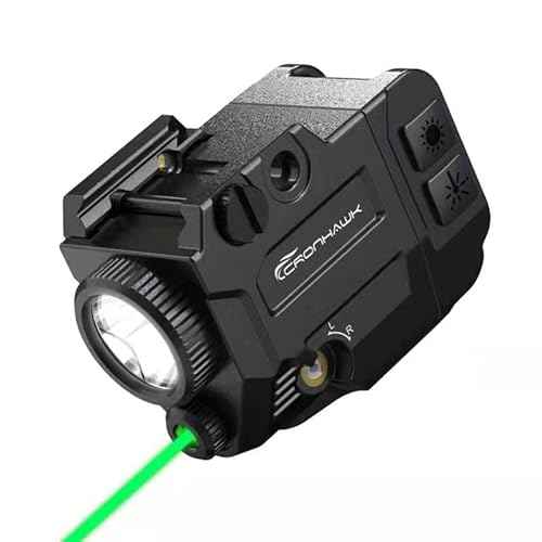 500 Lumens Tactical Weapon Flashlights Laser Sight - Rail-Mounted Light and Green Laser Light Combo for Pistol with Picatinny Rail and GL Rails - Magnetic Charging Port
