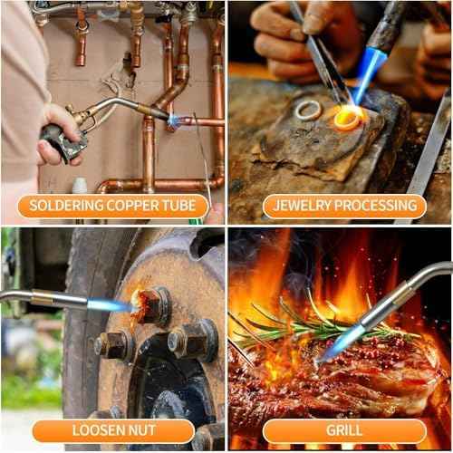 High Intensity Propane Torch Head Fuel by Propane,MAPP,Turbo Gas Torch Kit,Welding Torch,Trigger Start Mapp Gas Torch Kit with Igniter,Propane torch,Blow Torch(CSA Certified, Fuel Not Included)
