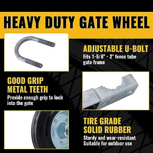 VIVIDA 6-Inch Heavy Duty Support Gate Wheel for Metal Tube Gates, Silver, 1 Pack