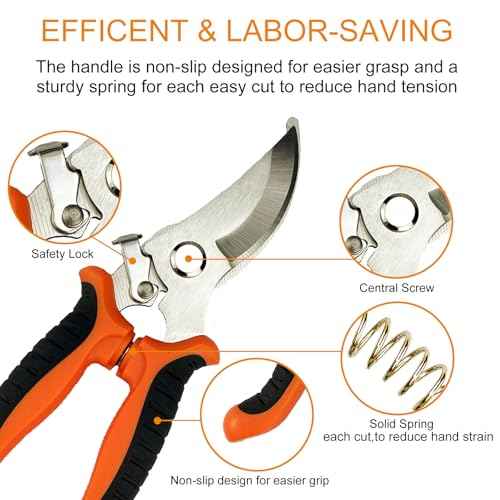 Pruning Shears, 5 Pack Garden Shears with Gardening gloves, Clippers Handheld, Stainless Steel Garden Snips, Lengnoyp Pruners for Gardening