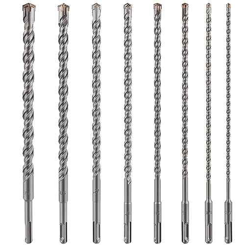 Concrete Drill Bit lengthening 1pcs 3/4" X 12"-10" Cross-Type Double Thread Carbide Material Suitable for Concrete, Brick, Cement Walls, Stone, Extra Long Hammer Drill Bits for Concrete