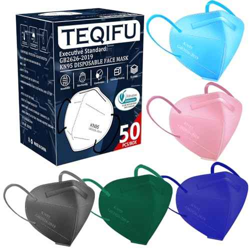 50pcs KN95 Face Mask 5 Layer Cup Dust Safety Masks Filter Efficiency¡Ã95% Breathable Elastic Ear Loops Masks