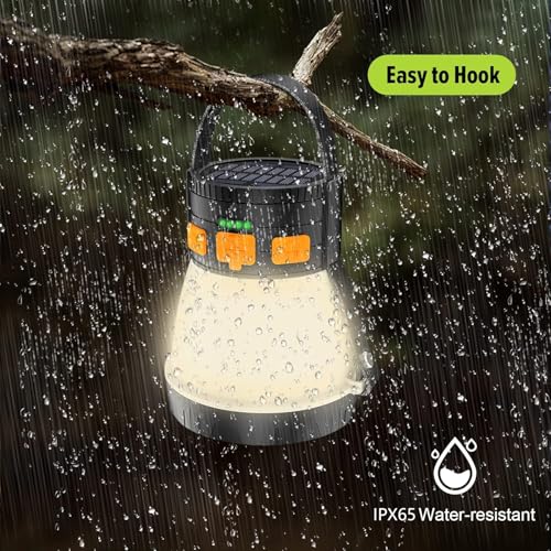 iToncs Rechargeable Camping Lantern 1500LM with 8 Lighting Modes, Orange & Black
