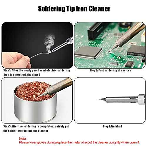 2 Set Soldering Iron Tip Cleaner Kit Brass Wire Ball and Stainless Steel Welding Cleaning Holder with Base for Cleaning Soldering Head Steel Irons Tip