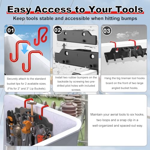 CNQLIS Lineman Tool Board with Bucket Hooks - Black Lineman Tool Organizer for Bucket Truck