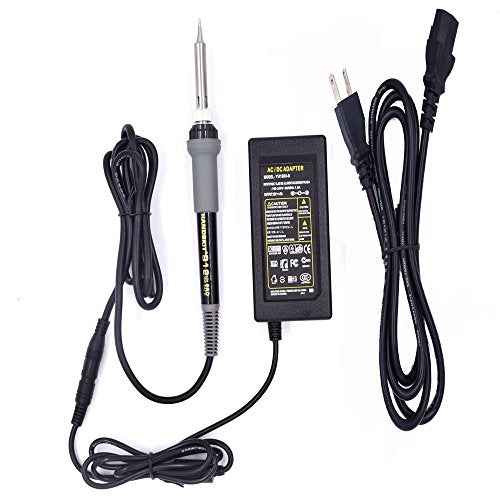 Soldering Iron, Soldering Iron Kit, 35W Adjustable Temperature Welding Tool, 5pcs Solder Soldering Iron Tip, with Car Battery Charger, AC/DC Adapter 110-240V/12V 3A, PU Carry Bag