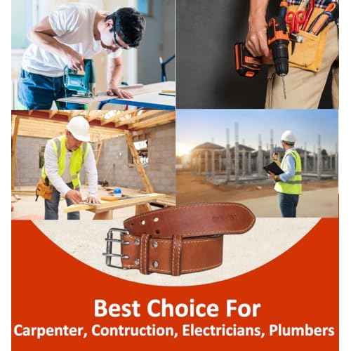 2 Inch Wide Leather Tool Belt for Men Work | Adjustable Oil tanned Belt | Carpenters, Electricians, Contractors