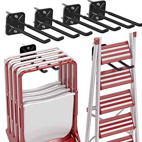 2PCS Racks for chairs,12.4 inch Garage Hooks,Heavy Duty Hooks,Wall Mount Garage Hooks,Hanger for Garage Wall,Heavy Duty Storage Hangers,Organizer to Chairs,Power Tools,Garden Tools,max 120lb.