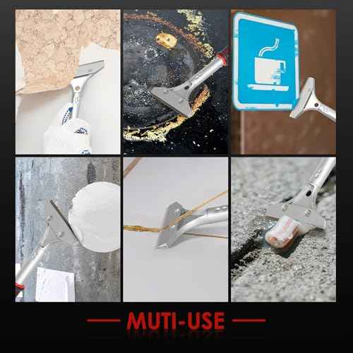 ORIENTOOLS Heavy Duty 4-inch Razor Blade Scraper with Long-Handle, Cleaning Glass Wall Scraper, Painting stripping tools,Tile Adhesive Removal (Improved version)