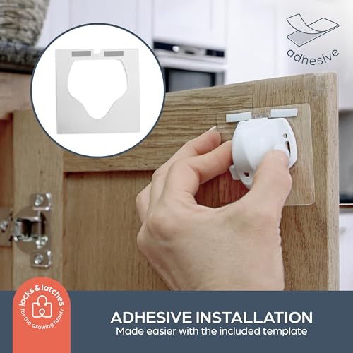 Dreambaby Adhesive Mag locks (8-Pack 1 Key) - Child Proofing Cabinet Magnetic Latches - White- Model L859