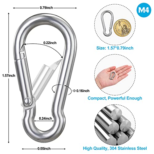 SharingMoment Stainless Steel Carabiner Clips 1.57 Inch, Heavy Duty Keychain Hooks