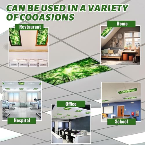 Hortsun Spring Forest Magnetic Light Covers for 4x2 ft Ceiling Lights - 2 Pack