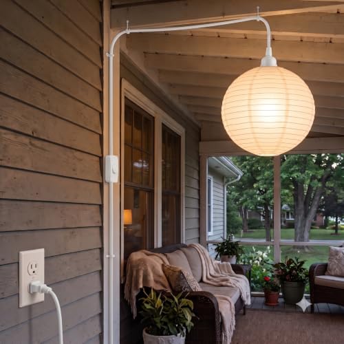 White 16Ft Pendant Light Kit with On/Off Switch - UL Approved, E26/E27 Socket, Includes Rings & Hooks