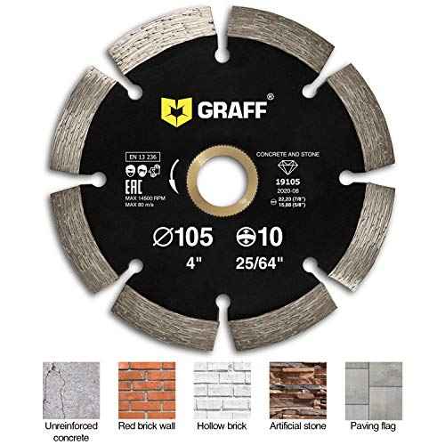 4 Inch Diamond Blade for Angle Grinder ? Diamond Cutting Wheel for Cutting Stone, Marble, Granite, Brick, Masonry, Paving Flag, Concrete ? Diamond Saw Blades Segment Height 0.394¡± (10 mm) ? GRAFF