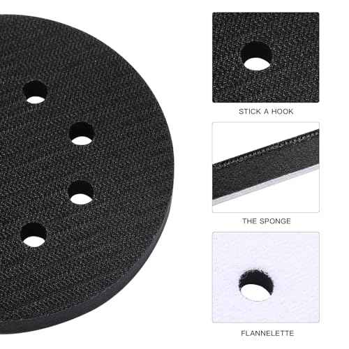 6 Pack 5 Inch 8 Holes Interface Pad, 5¡± Orbital Sander Foam Pad for in Sander, Hook and Loop Soft Sponge Cushion Buffing Sanding Disc Backing Pads (Set of 6)
