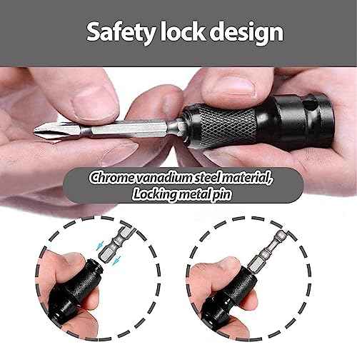 2PCS 1/2 to 1/4 Socket Adapter Converter Impact Wrench Drill Bit Set Conversion Head for Driver Electric Screwdriver Chuck Adapter Hex Drive Accessories for Air Hammer 1/2 Inch to 1/4 Inch