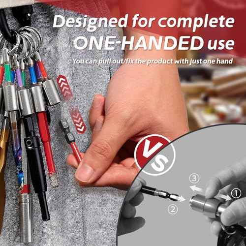 12PCS Bit Holders, 1/4¡± Hex Shank Drill Bit Holder Key Chain, Quick Release Bit Holder for Impact Driver, Electrician Tools
