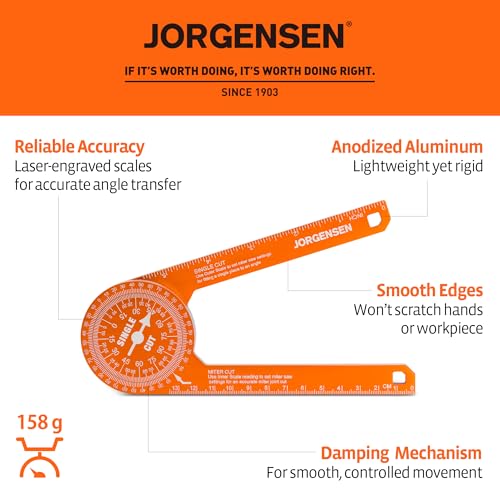 Jorgensen 7" Aluminum Miter Saw Protractor | Angle Finder