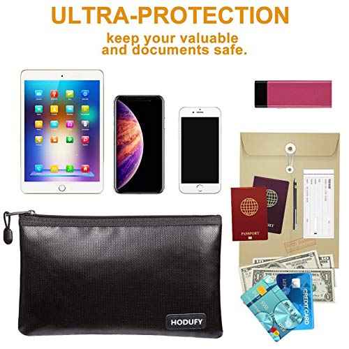 Fireproof Money Bag - 10.6"x6.7" & 5"x8" Small Fireproof Bags, Bank Deposit & Passport Safe Storage Envelope