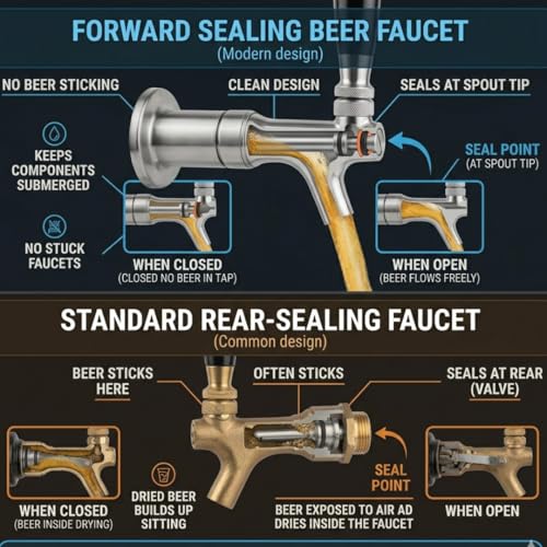 Forward Sealing 304 Stainless Steel Beer Faucet Tap for Kegerator