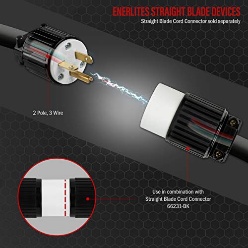 ENERLITES NEMA 6-20P 20A 250V Straight Blade Plug - Pack of 1, Black