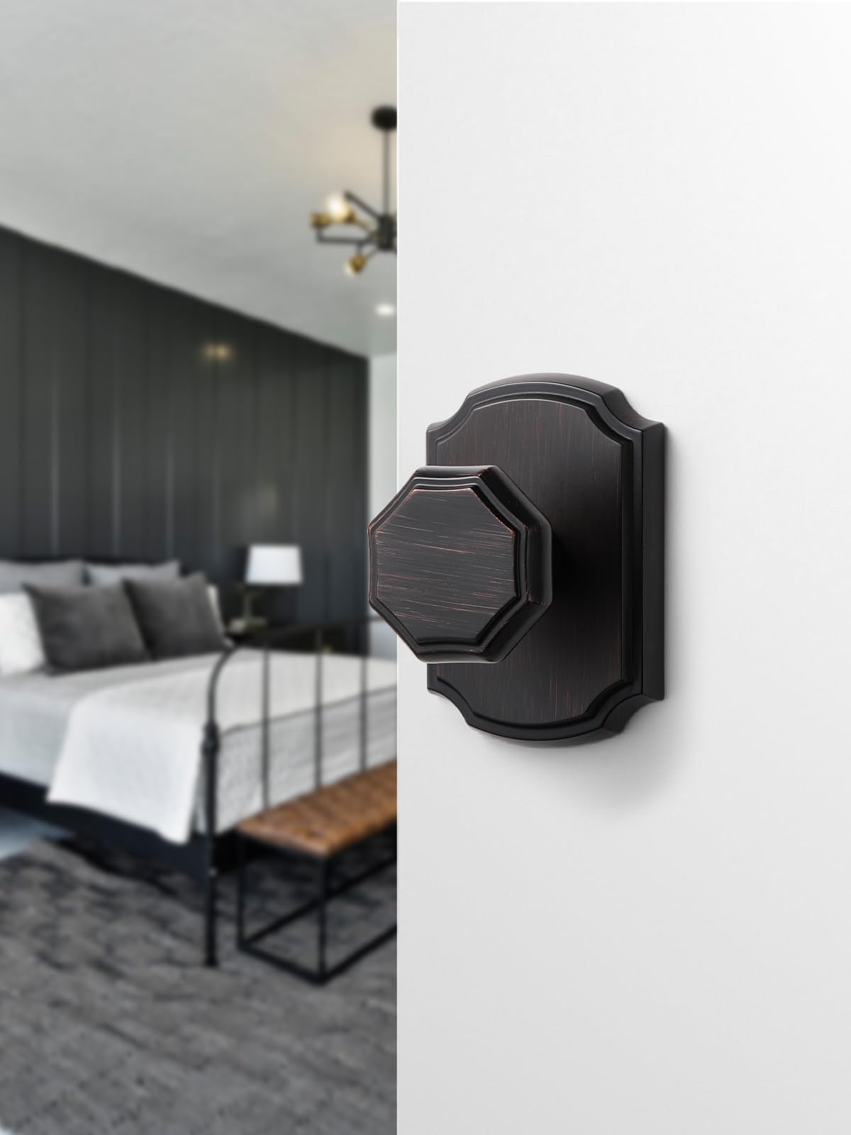 SORWDUERM 1 Pack Oil Rubbed Bronze Knobs Passage Door Knobs Interior Door Knob for Hall and Closet,Zinc Alloy