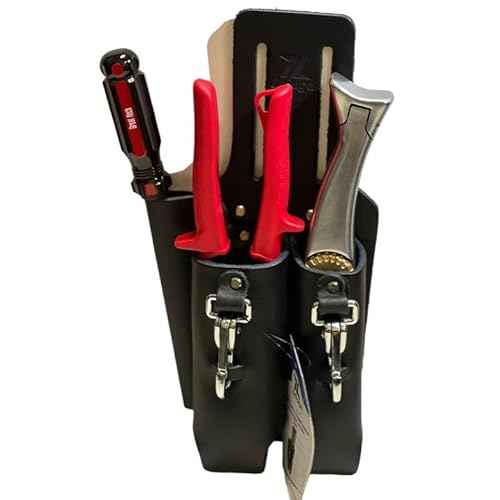Saddle Leather 3 Pocket Linesmen and Electricians Tool Holder