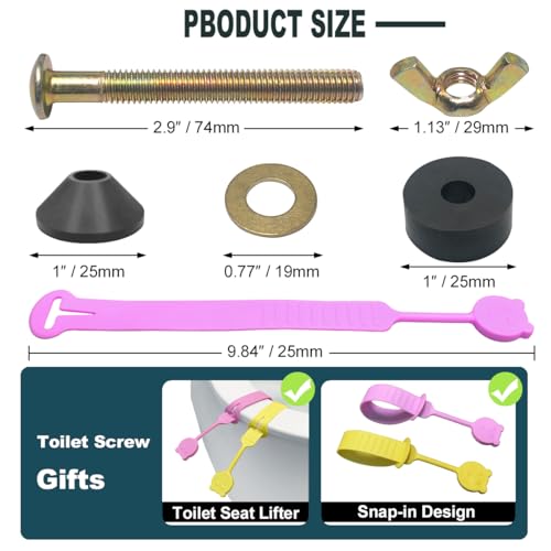 Golden Toilet Seat Screws Replacement Kit - Universal Stainless Steel Bolts & Nuts