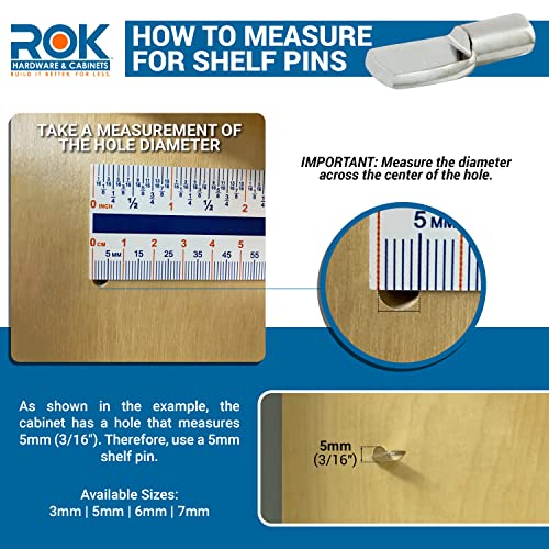25 Pack Rok Heavy Duty 3/16 Inch (5mm) Nickel Plated Shelf Pins, Spoon Shape Support Pegs