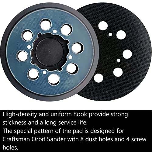 2 Pack 5 Inch 8 Hole Hook and Loop Replacement Sanding Backing Pad Sander Pad for 5" Craftsman CMCW220B & CMEW231 Random Orbit Sander