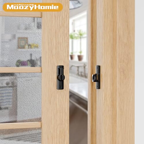 MaozyHomie Black Flip Door Latch 90/180 Degree Barn Door Lock Hardware, Secure Cabinet & Bathroom Gate, 1 Pack