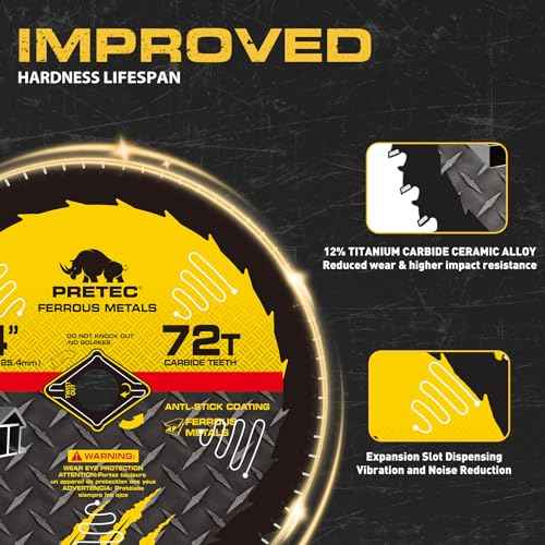 14BLADEST Blade for Cutting Mild Steel with 1" Arbor, for Circular and Chop Saws, No Heat, No Burrs & Virtually No Sparks, Carbide-Tipped TCT Blade for Cold Metal Cutting,14-Inch x 72-Tooth