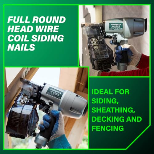 Metabo HPT 13363HPT Coil Siding Nails 1-3/4" x .092 15° Ring Shank Hot Dipped Galvanized Steel - 3,600 Count